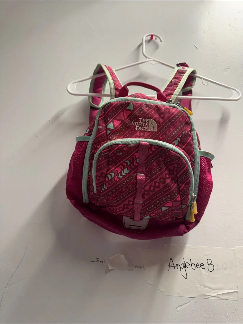 The North Face Kids Pink Backpack with Mint Trim